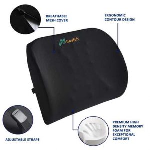Grin Health- office & Car Seat cushion for Lumbar Support Back Pillow