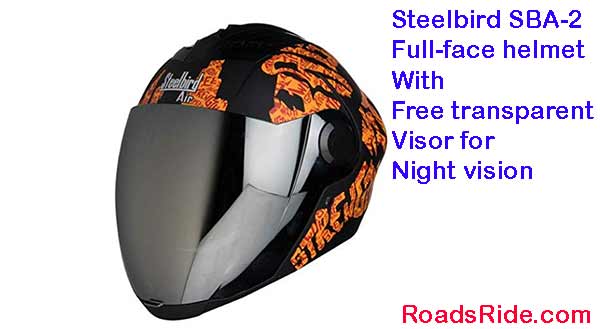 Steelbird SBA 2 full face helmet with free transparent Visor for night vision