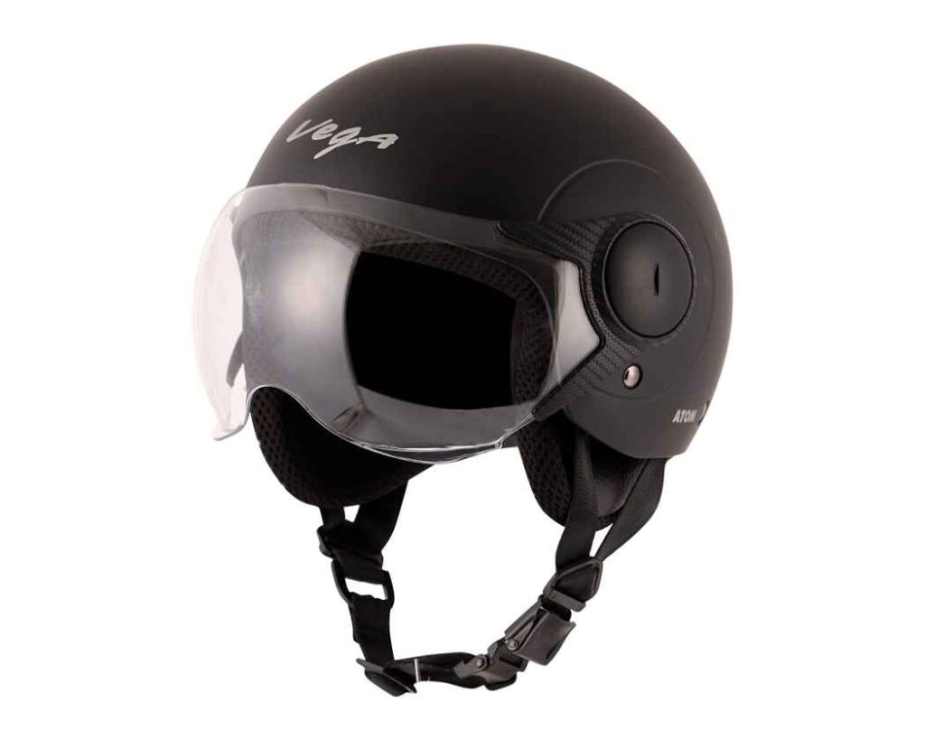 Vega Atom ABS Material Dull Black Ladies helmet for scooty